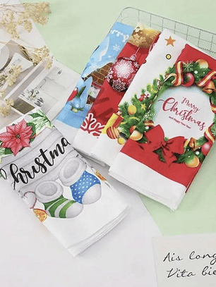 Set de 3 Paños de Cocina Decorativos de Navidad Absorbente