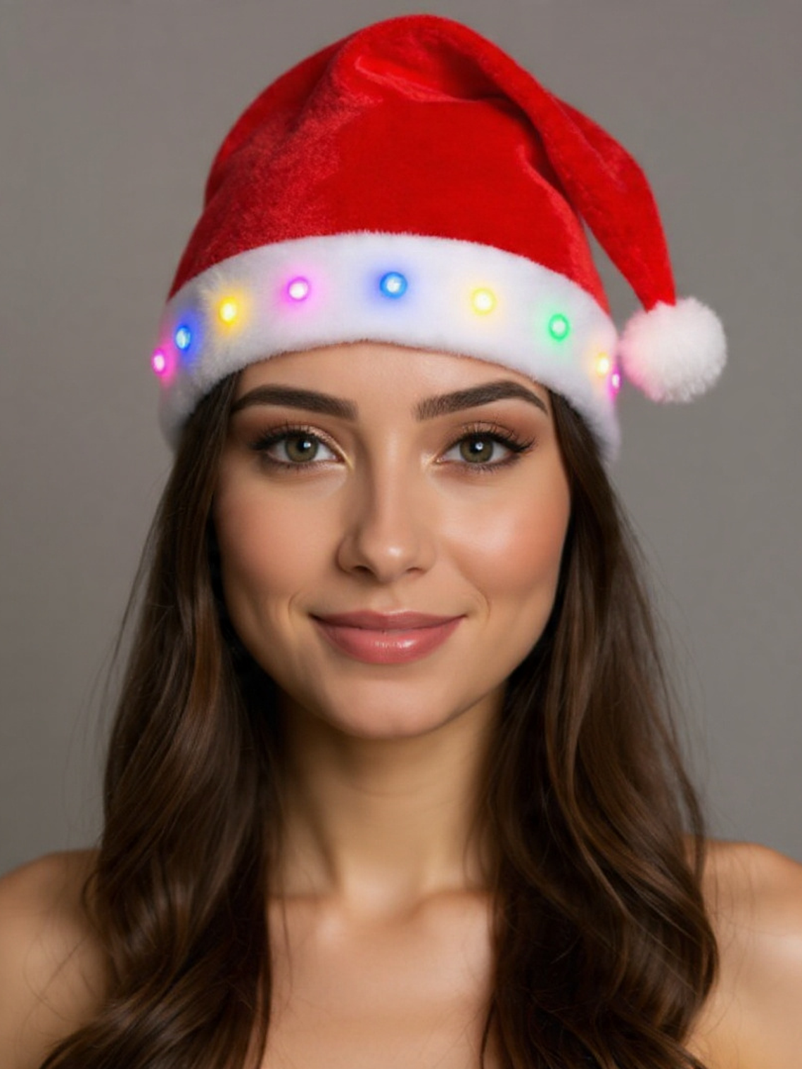 Set De 2 Gorros De Navidad Rojos Con Luces 40x30cm 1