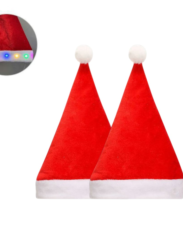 Set De 2 Gorros De Navidad Rojos Con Luces 40x30cm 2