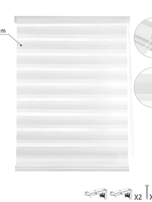 Cortina Roller dúo Blanca 60x200cm, PVC.