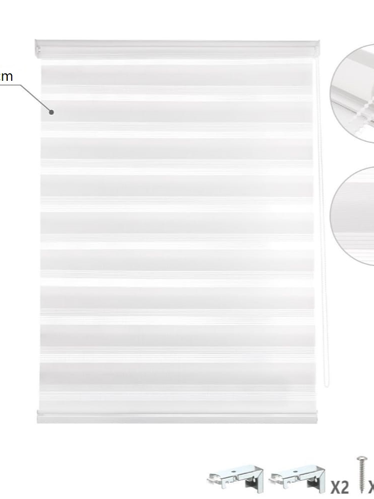 Cortina Roller dúo Blanca 60x200cm, PVC. 2