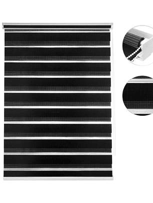 Cortina Roller dúo Negra 60x200cm, PVC.