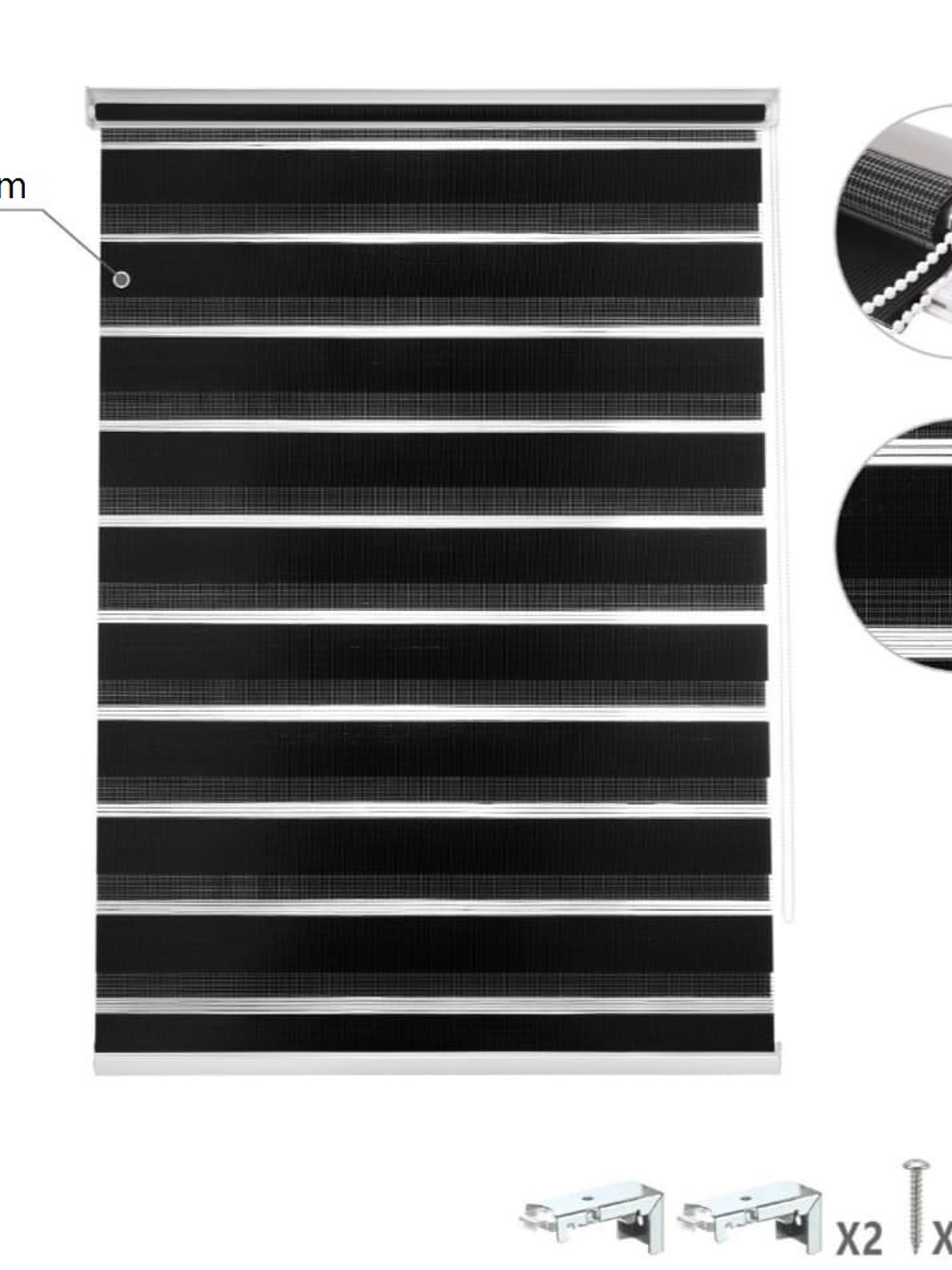 Cortina Roller dúo Negra 60x200cm, PVC. 2