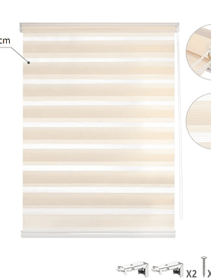 Cortina Roller dúo Beige 60x200cm, PVC.
