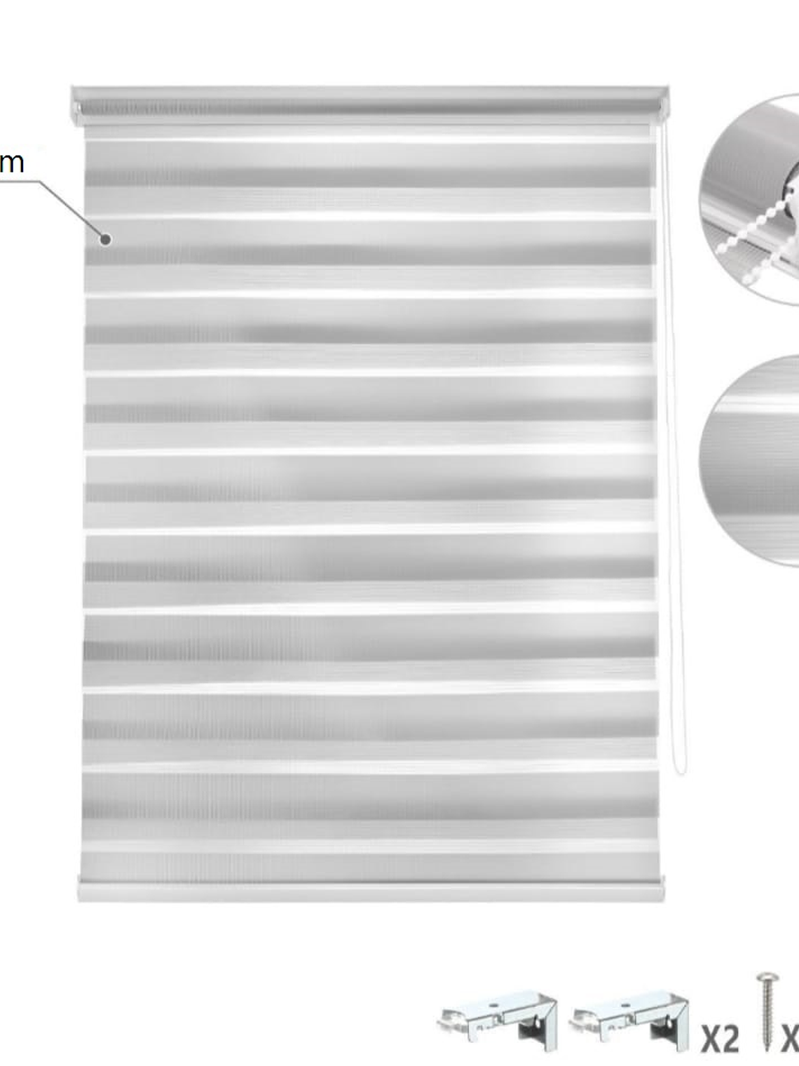 Cortina Roller dúo Gris 60x200cm, PVC. 3