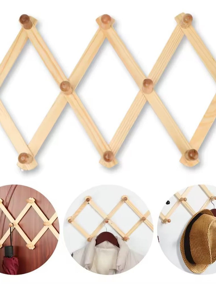 Colgador De Pared, Perchero De Bambú, Extensible. 3