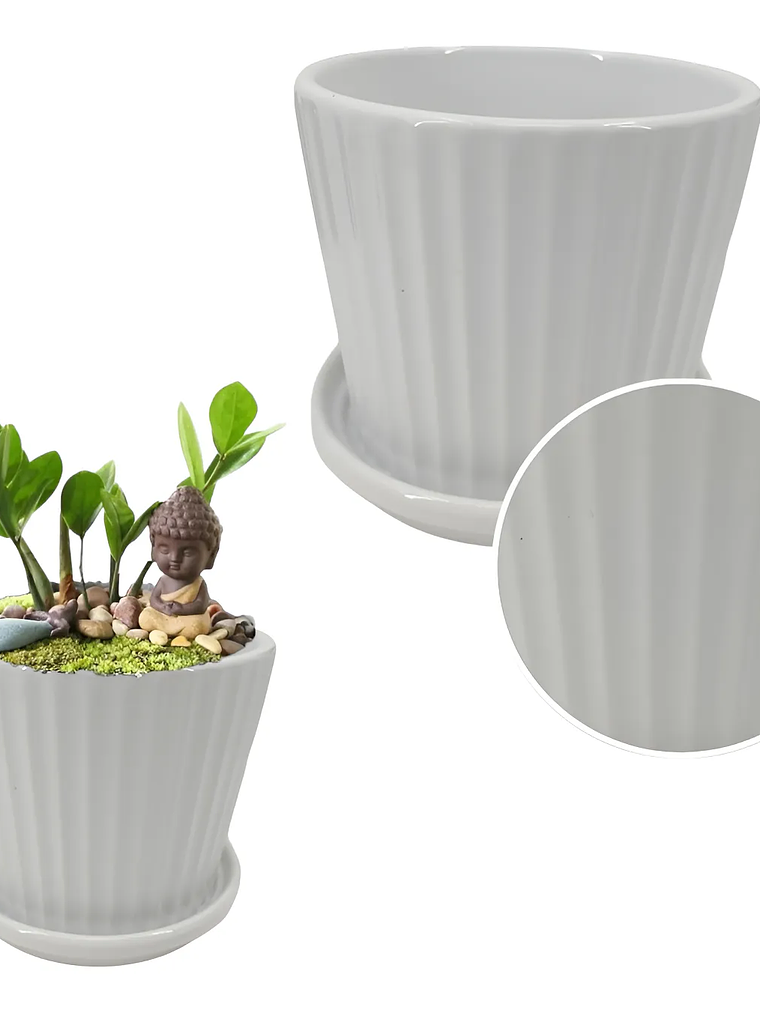 Macetero De Ceramica Con Plato, Por unidad 3