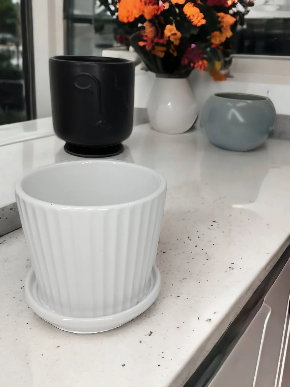 Macetero De Ceramica Con Plato, Por unidad 4