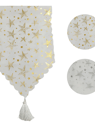 Camino De Mesa De Estrella Dorado y Plateado Decoracion de Navidad 