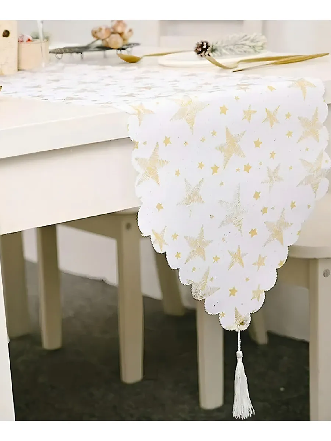 Camino De Mesa De Estrella Dorado y Plateado Decoracion de Navidad  3