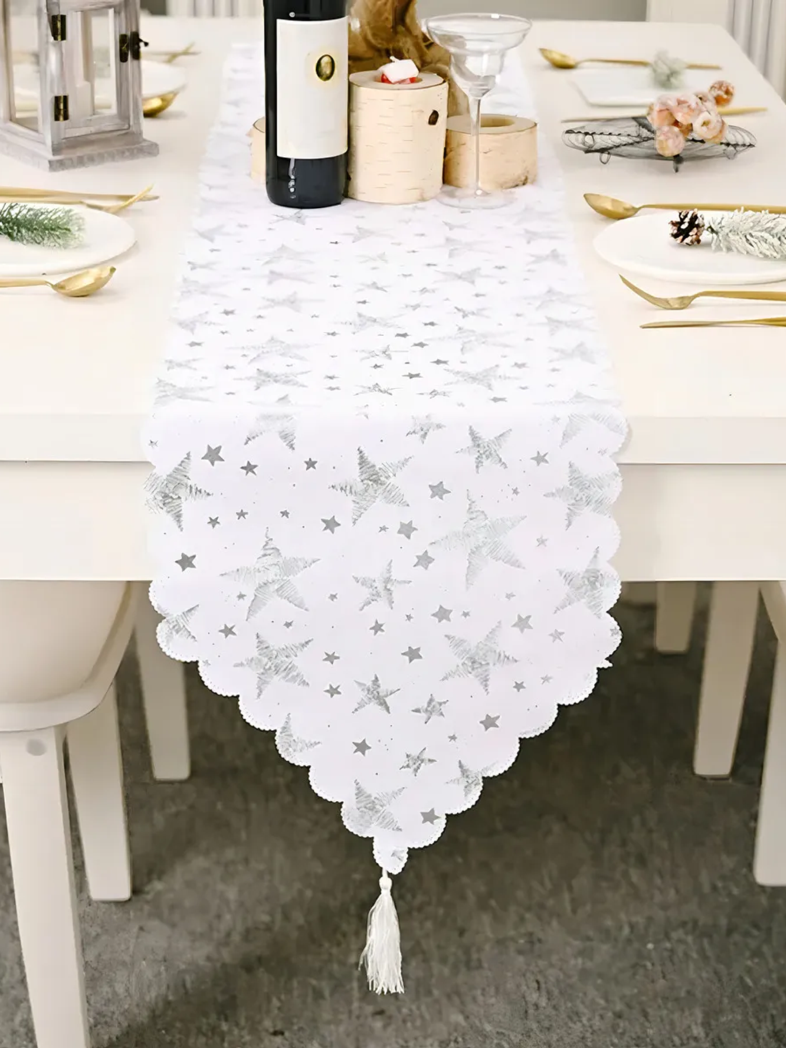 Camino De Mesa De Estrella Dorado y Plateado Decoracion de Navidad  5