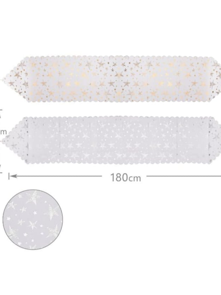 Camino De Mesa De Estrella Dorado y Plateado Decoracion de Navidad  2