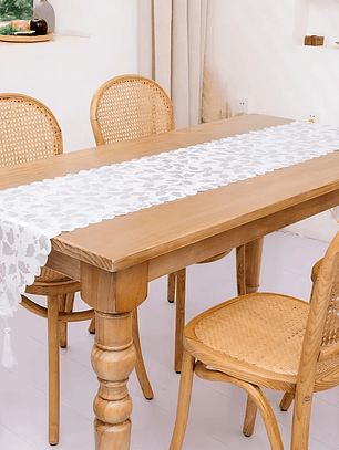 Camino De Mesa De Hojas Color Dorado y Plateado