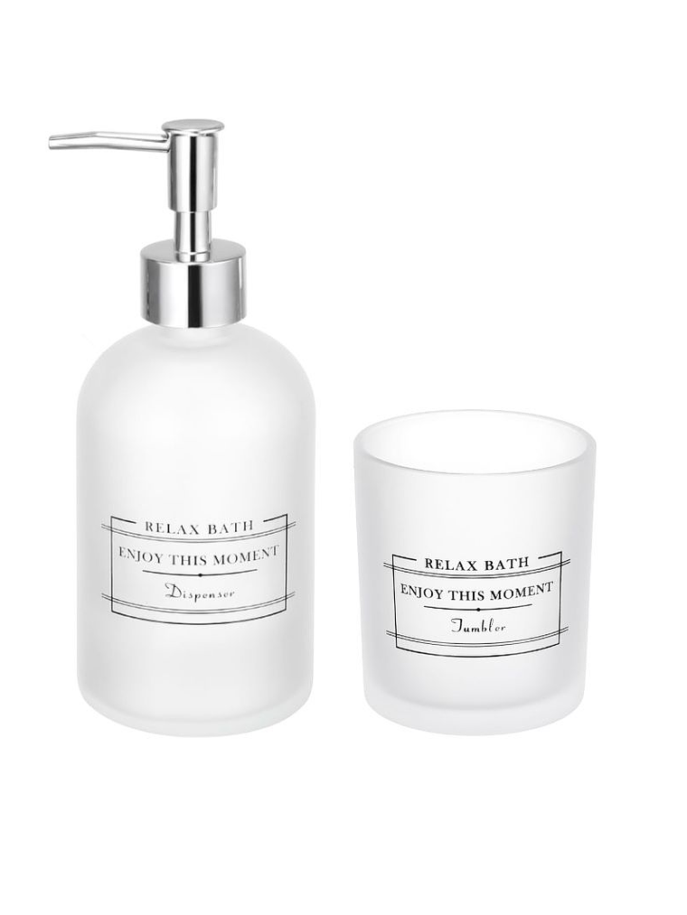 Set De Baño En Vidrio, Dispensador De Jabon Y Vaso Homey 1