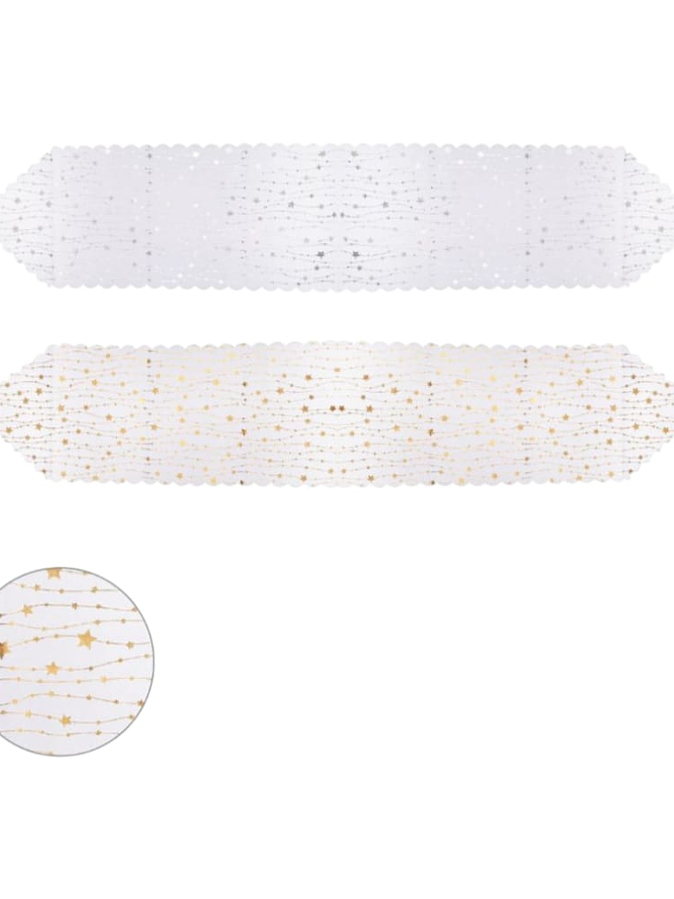 Camino De Mesa De Estrella En Dorado y Plateado 1