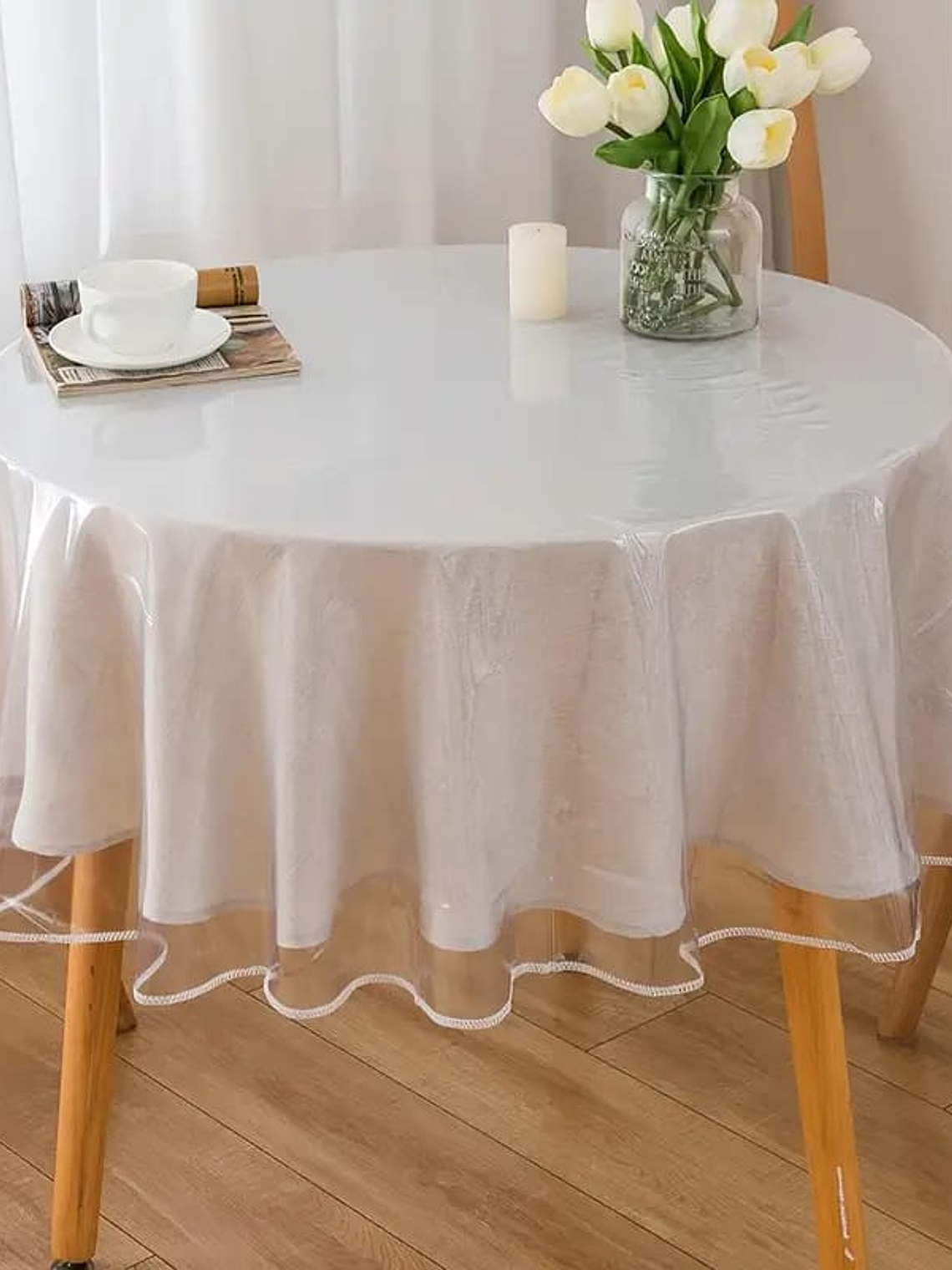 Mantel Redondo Transparente, Peva 140cm 1