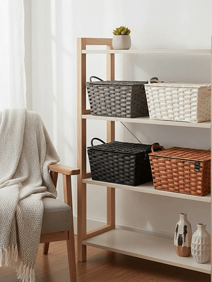 Canasta Tejida De Mimbre Organizadora Colores Variados