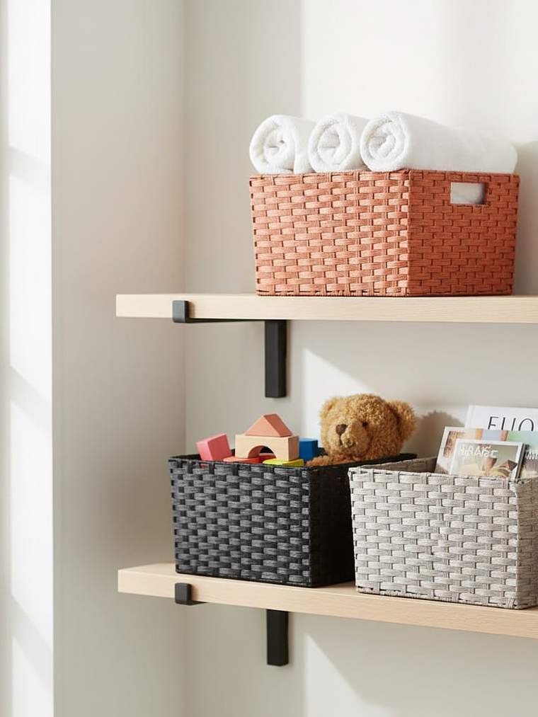 Canastas Organizadoras Tejidas De Mimbre Premium 40x30x25cm 1