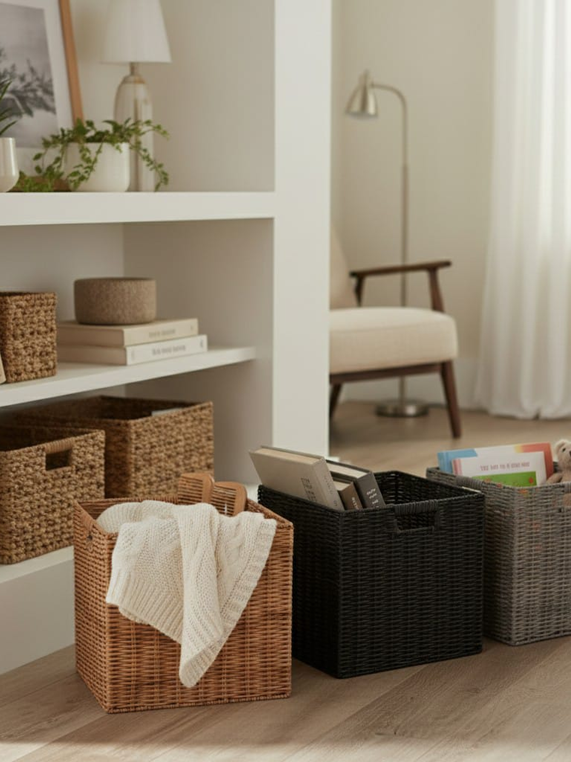 Canasto Organizador Tejido Decorativo 32x29.5cm Premium 2