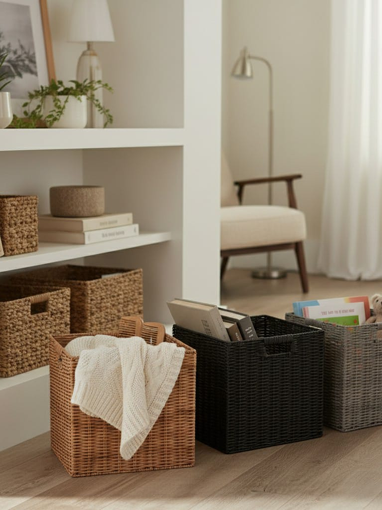 Canasto Organizador Tejido Decorativo 32x29.5cm Premium 2