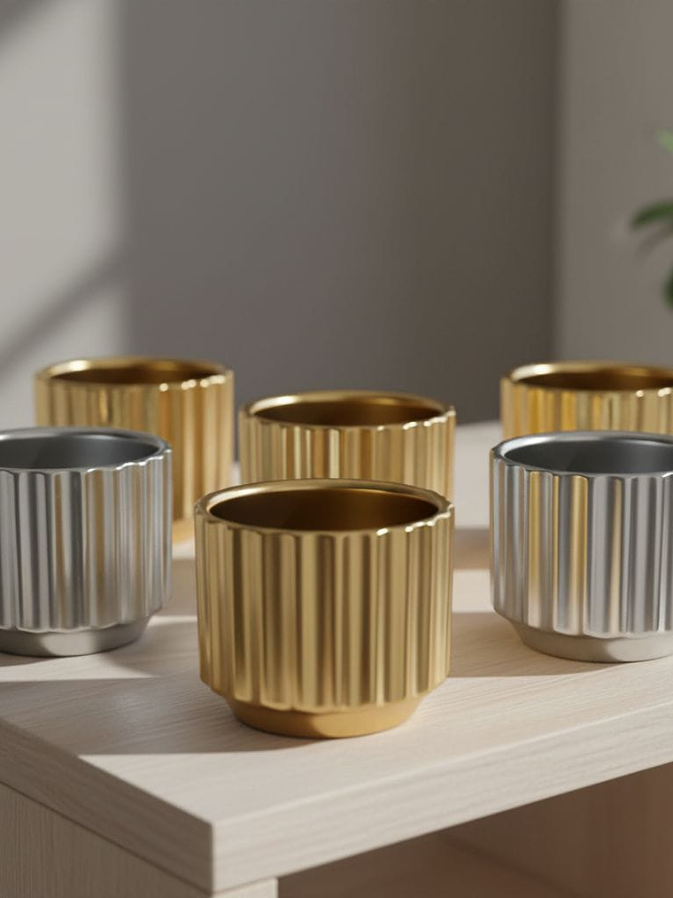 Macetero De Cerámica, Redondo, Pack De 6 Surtidos. 1