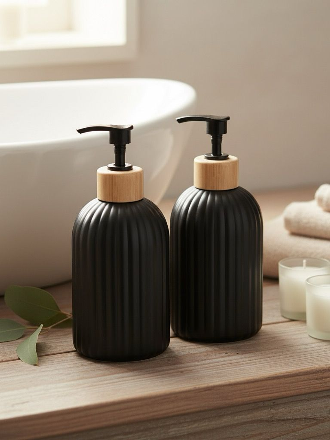 Set De 2 Dispensadores En Cerámica Para Jabón Liquido, 410ml 1