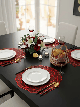 Pack De 6 Individuales De Mesa Diseño Flor En Pvc 38cm