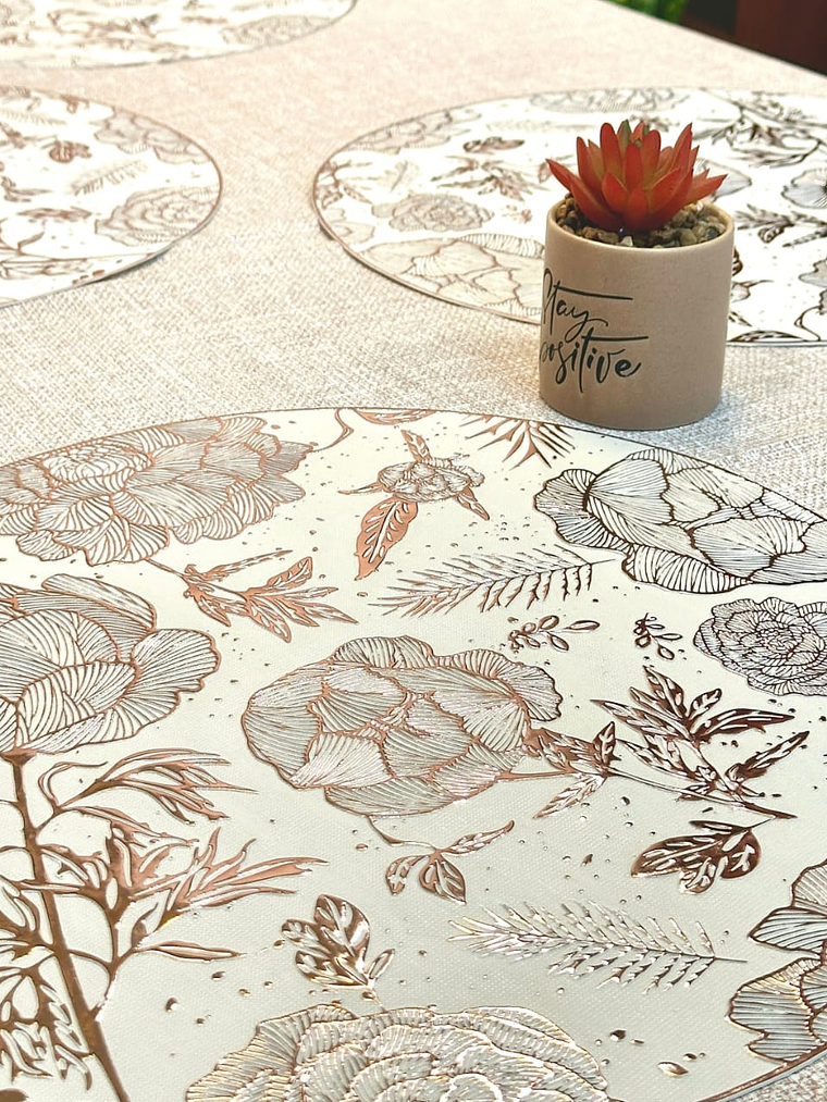 Pack De 6 Individuales De Mesa En Pvc Redondos 38cm Elegante 6