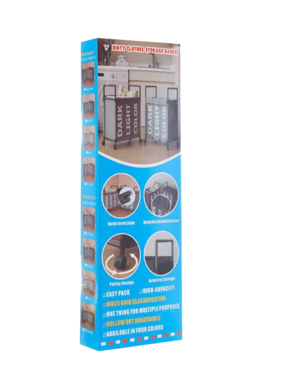 Canasto De Ropa 3 Compartimiento Con Ruedas Colores Variados 6