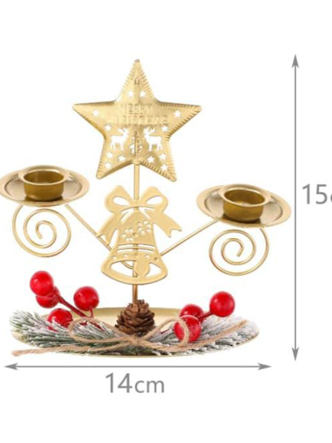 Portavelas Homey Elegante De Navidad Centro De Mesa En Metal 15x14cm 2