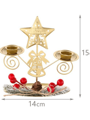 Portavelas Homey Elegante De Navidad Centro De Mesa En Metal 15x14cm