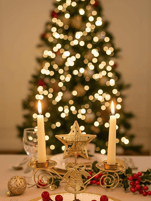 Portavelas Homey Elegante De Navidad Centro De Mesa En Metal 15x14cm