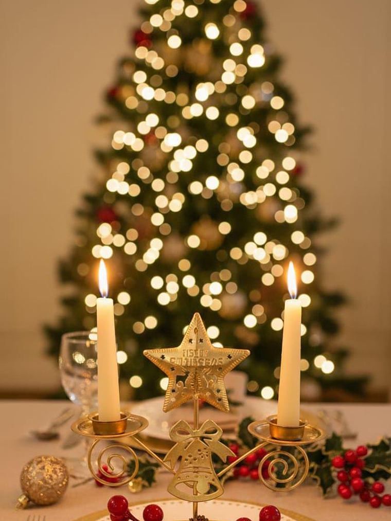 Portavelas Homey Elegante De Navidad Centro De Mesa En Metal 15x14cm 1