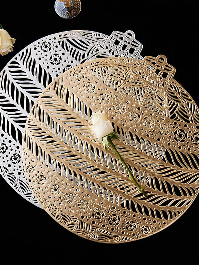 Set de 2 Individuales de Pvc, Modelo de Esfera Navideña. 3