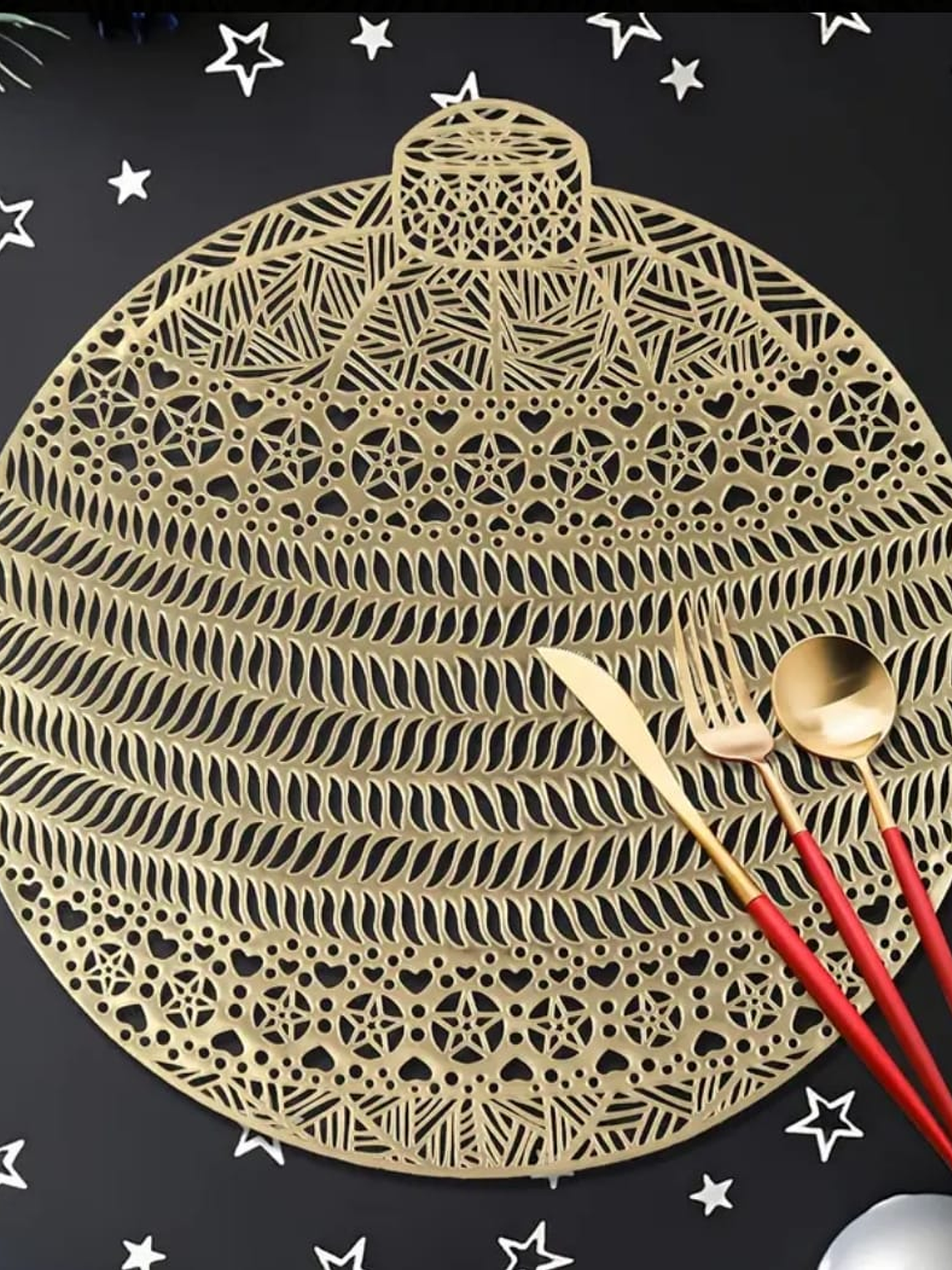 Set de 2 Individuales de Pvc, Modelo de Esfera Navideña. 7