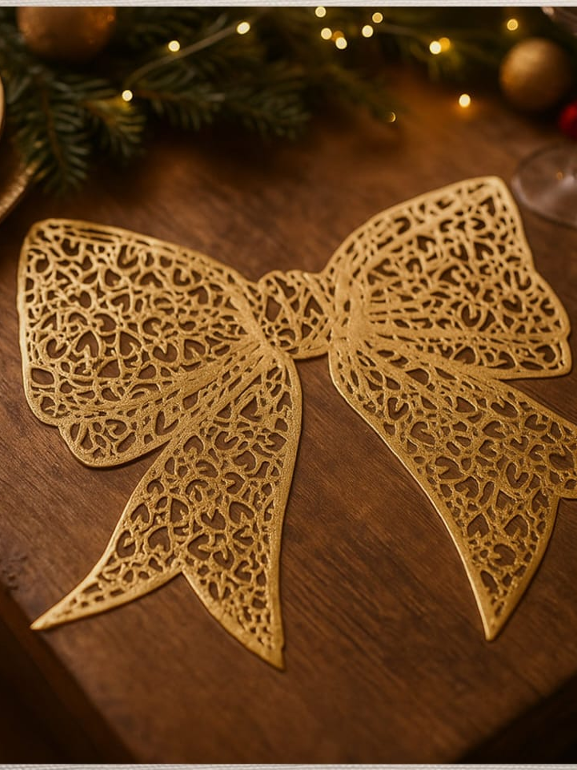 Set de 2 Individuales de Pvc, Modelo de Lazo Navideño 6