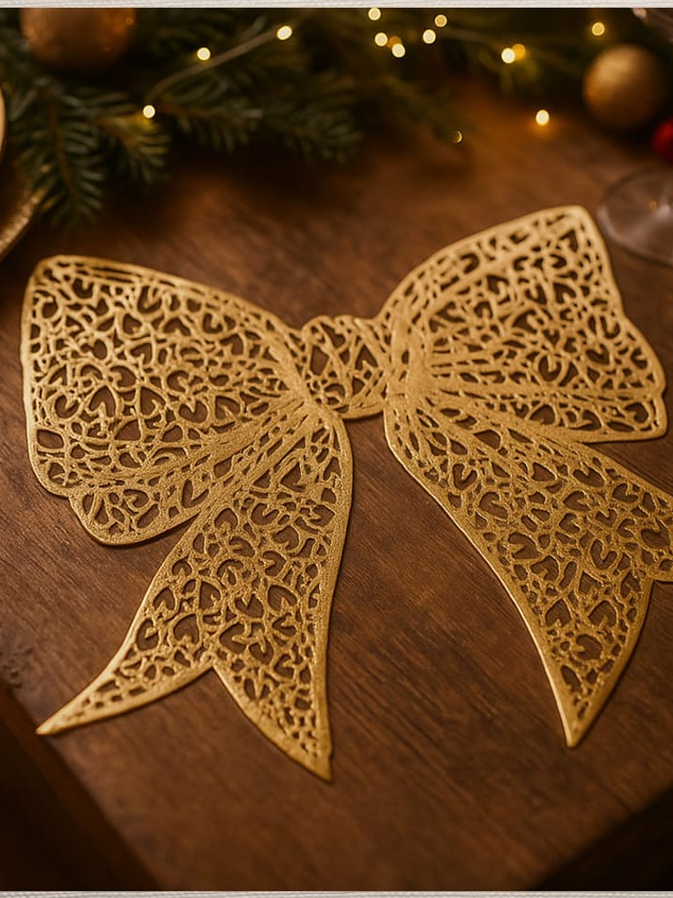 Set de 2 Individuales de Pvc, Modelo de Lazo Navideño 6