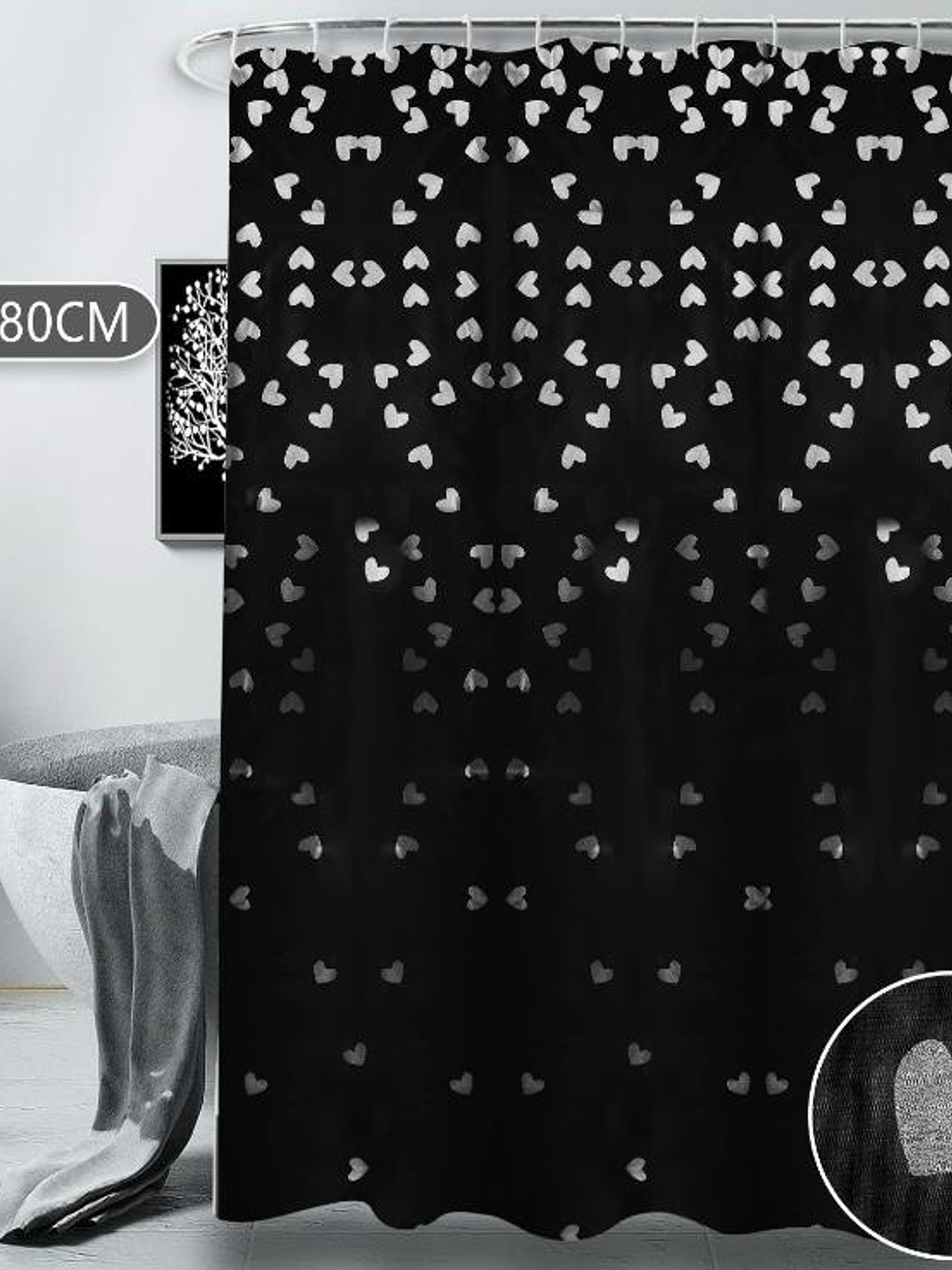 Cortina de Ducha, Peva, Modelo de Corazones 6