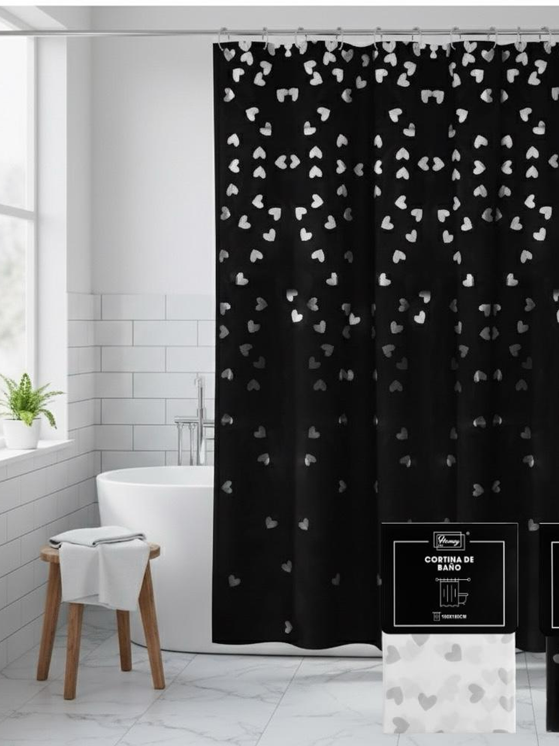 Cortina de Ducha, Peva, Modelo de Corazones 1