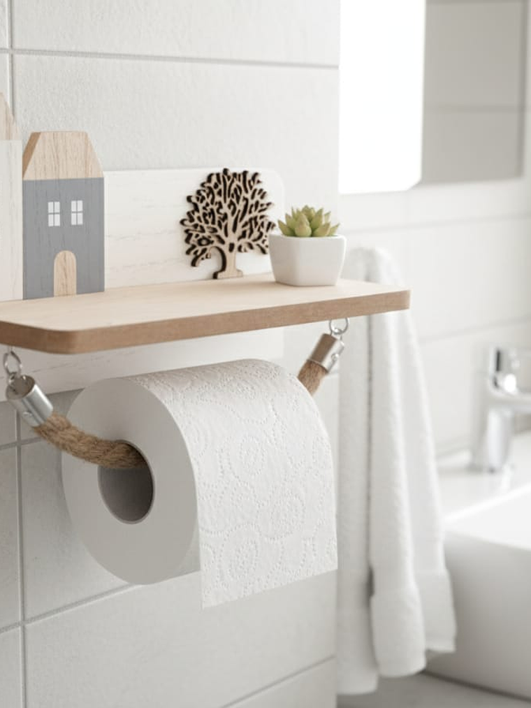 Porta Confort De Pared, Bambú Con Base y Cuerda De Yute. 2