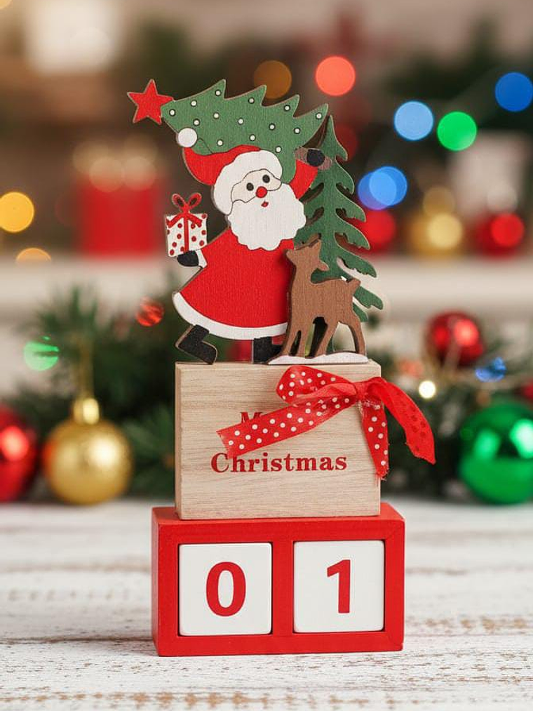 Calendario De Madera Decorativo De Navidad 3 Diseños Surtido 1