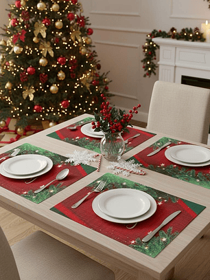 Pack De 4 Individuales Rectangular Navidad Homey 45x30cm