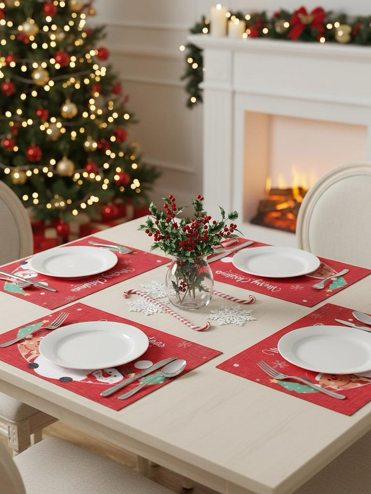 Pack De 4 Individuales Rectangular Navidad Homey 45x30cm 1