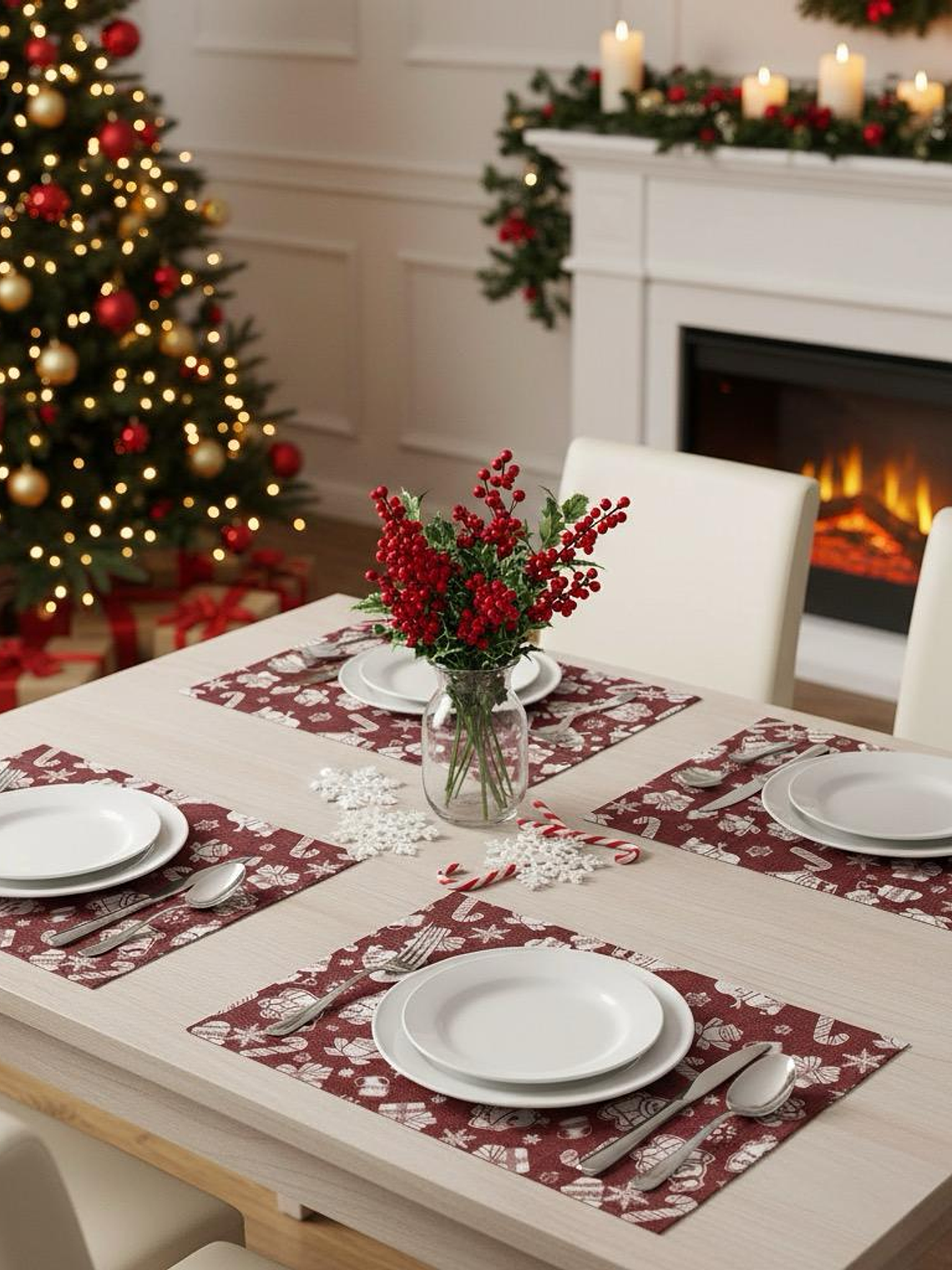 Pack De 4 Individuales Rectangular Navidad Homey 45x30cm 1