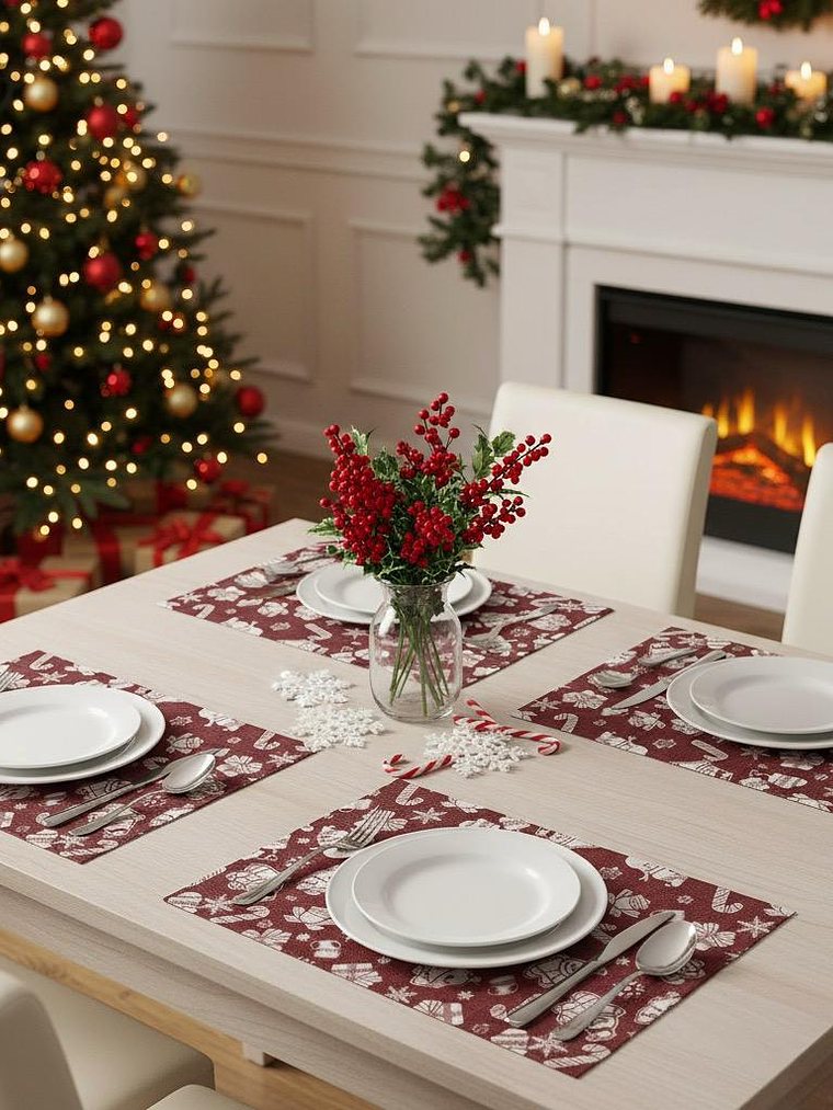 Pack De 4 Individuales Rectangular Navidad Homey 45x30cm 1