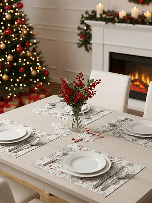 Pack De 4 Individuales Rectangular Navidad Homey 45x30cm