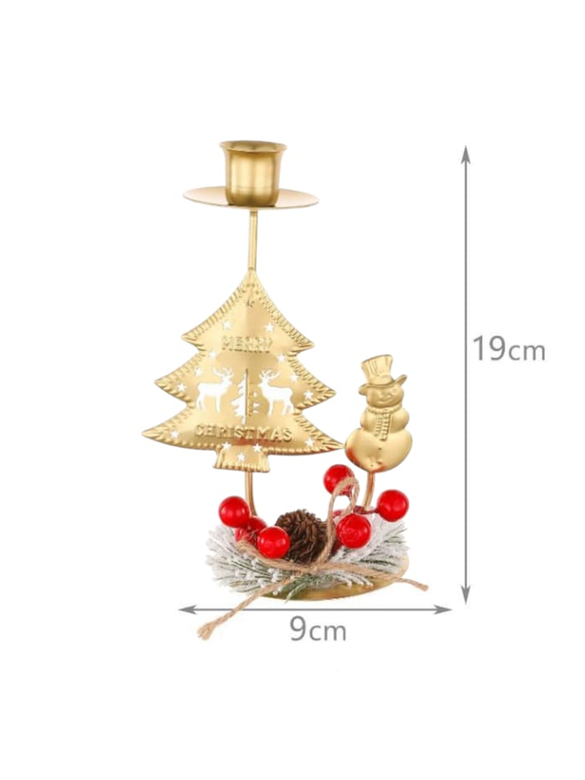 Portavela Elegante De Navidad Centro De Mesa En Metal 19x9cm 3