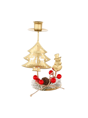 Portavela Elegante De Navidad Centro De Mesa En Metal 19x9cm