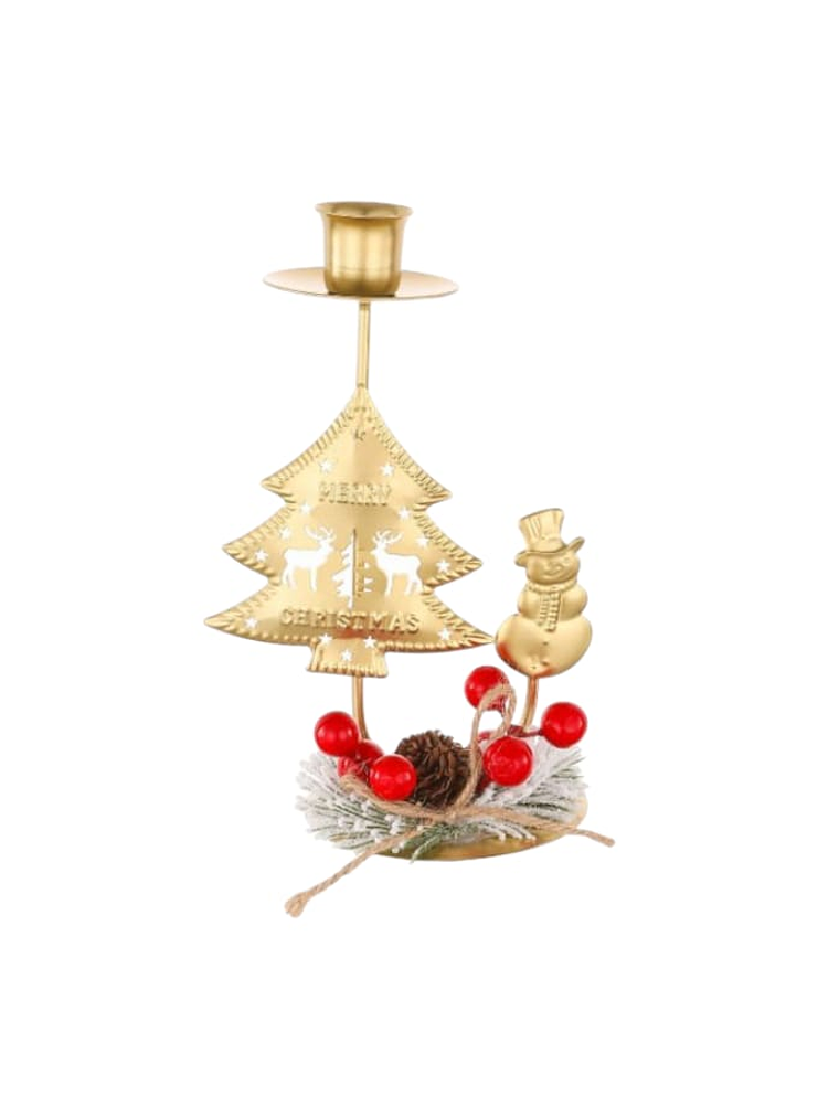 Portavela Elegante De Navidad Centro De Mesa En Metal 19x9cm 2