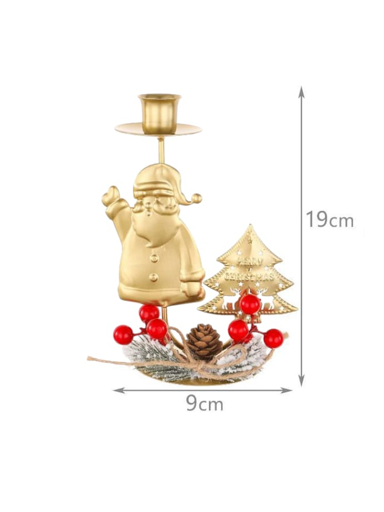 Portavelas Elegante De Navidad Centro De Mesa En Metal 19x9cm 3